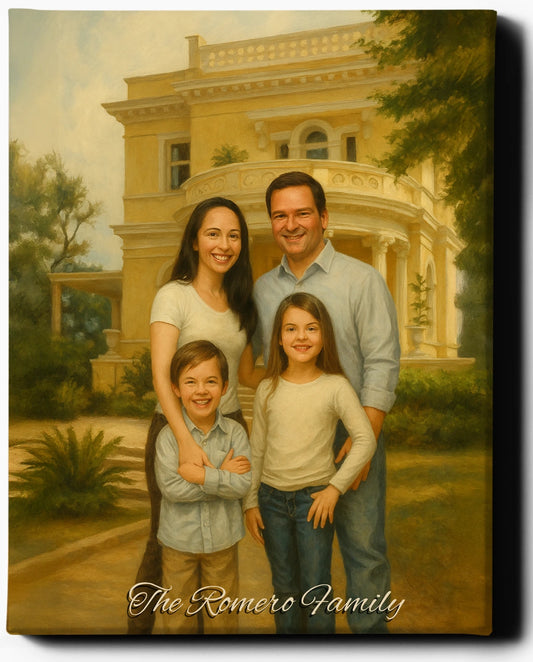 Custom Family Portrait Canvas VICTORIAN ART style – Personalized Matte Canvas Wall Art for Pet Lovers- CANVAS