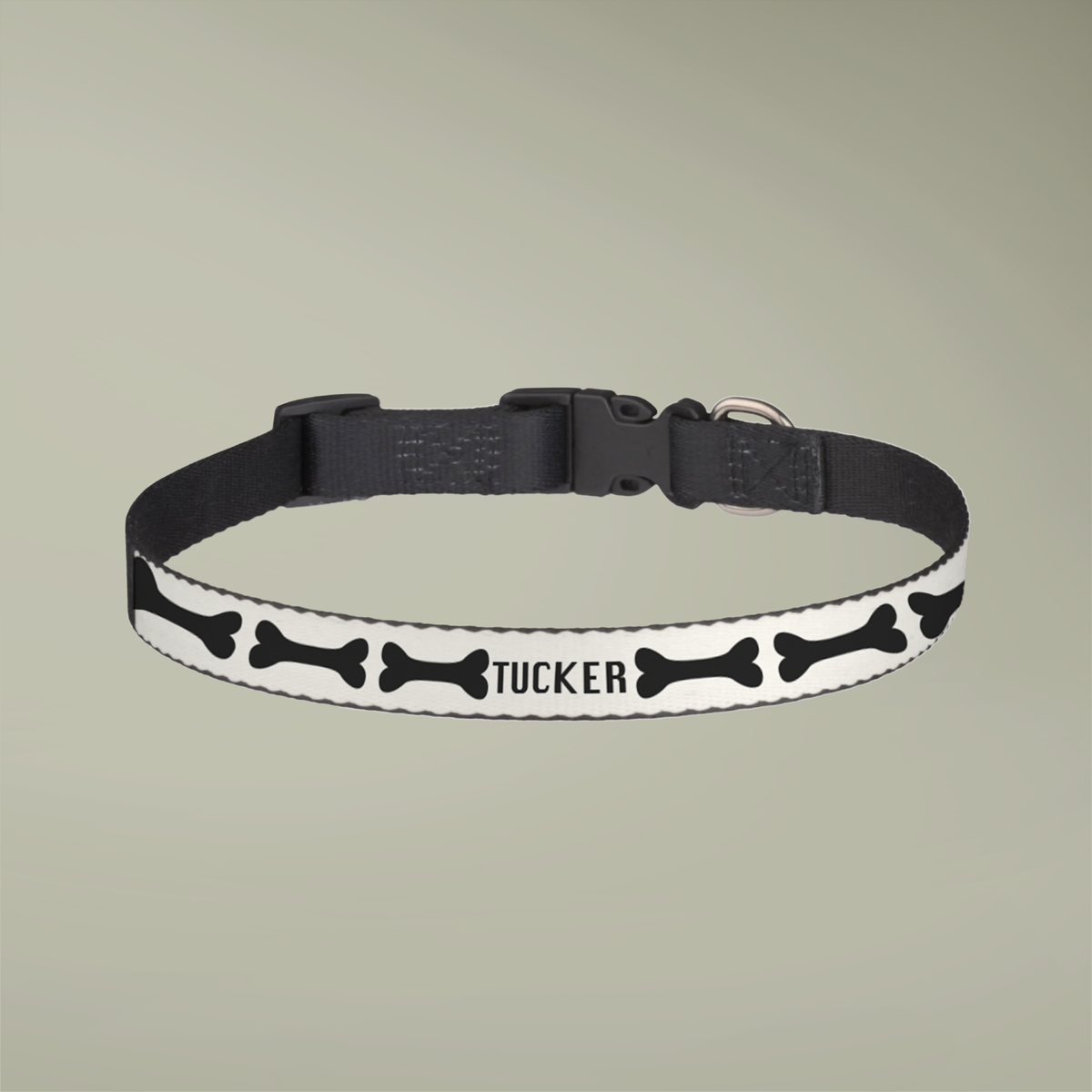 Personalized nylon & polyester pet collar with metal D-ring