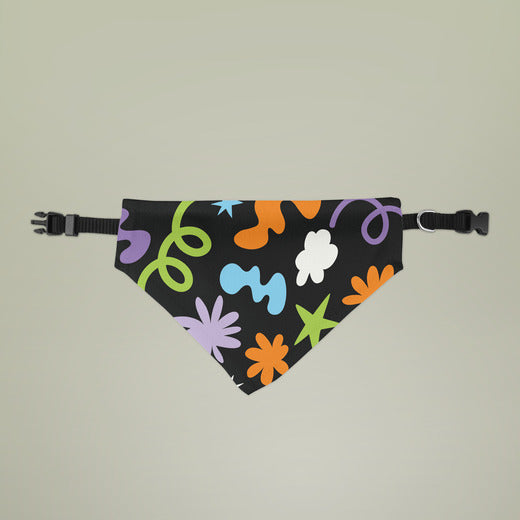 Custom dog bandana with adjustable clip-on collar