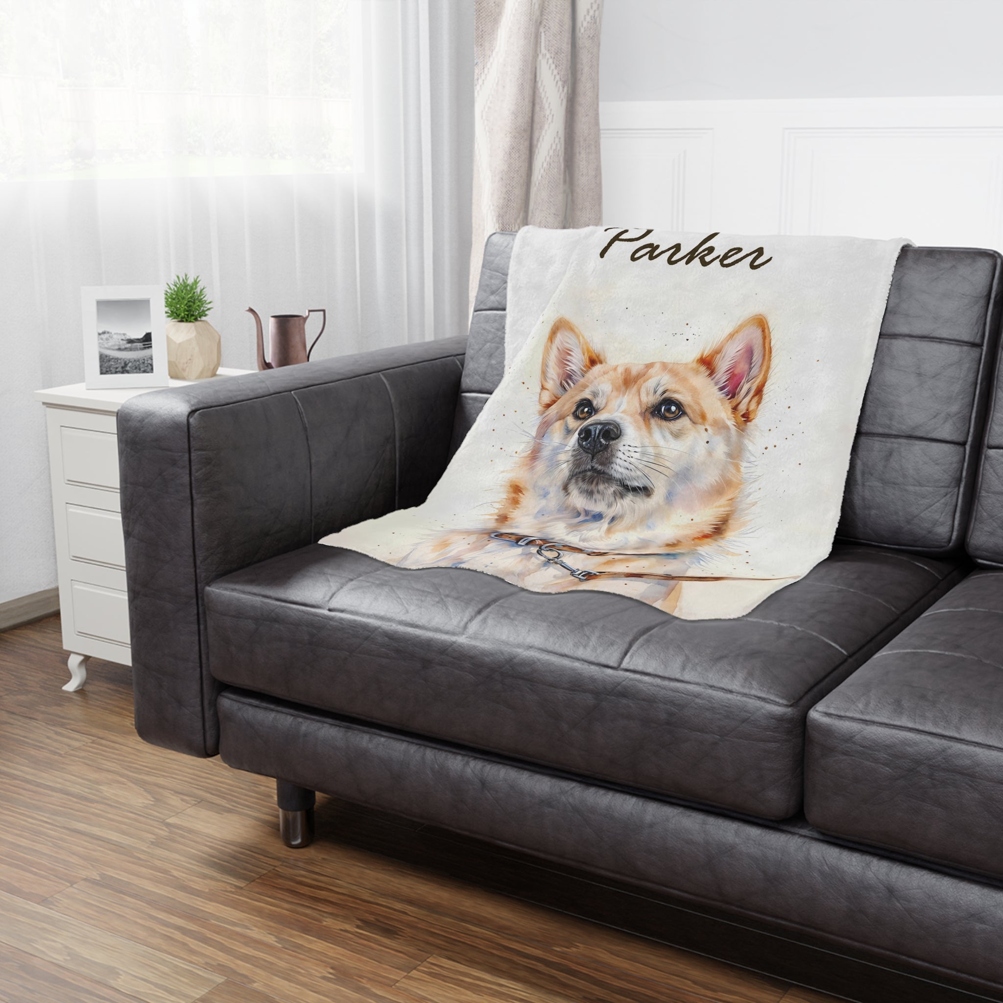 Custom pet blanket with a personalized name & photo – soft & cozy