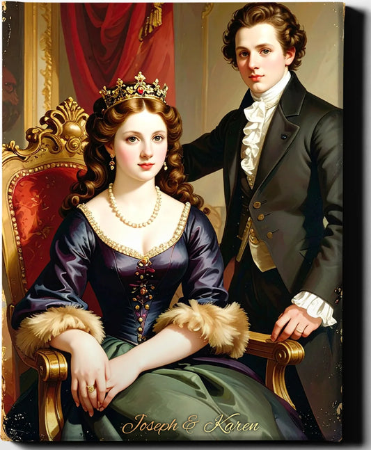 Custom Royal Couple Portrait | Aristocratic Lounge Portrait | Personalized Wall Art Gift