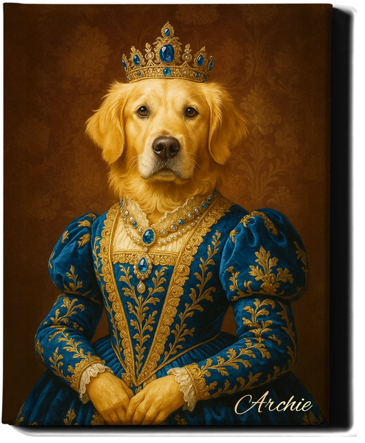 Custom Royal Pet Portrait | Belladonna Fuzz | Personalized Wall Art for Pet Lovers
