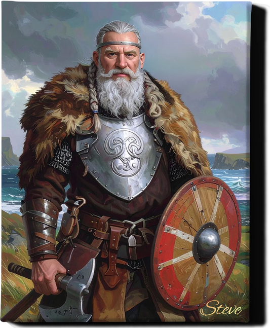 Custom Royal Human Portrait | Bjorn Ironhelm | Personalized Wall Art Gift for him