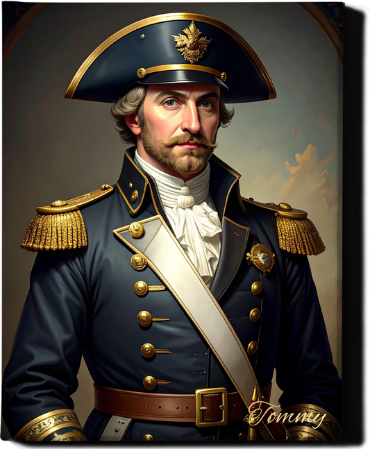 Custom Royal Human Portrait | Captain Valor | Personalized Wall Art Gift for him