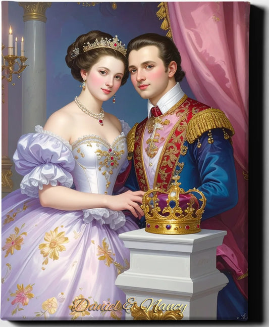 Custom Royal Couple Portrait | Coronation of Nobles | Personalized Wall Art Gift