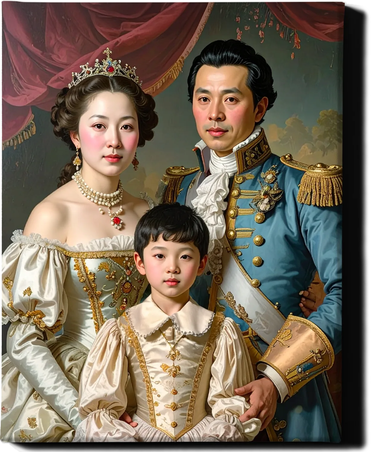 Custom Royal Family Portrait | Crowned Eastern Royalty | Personalized Wall Art Gift