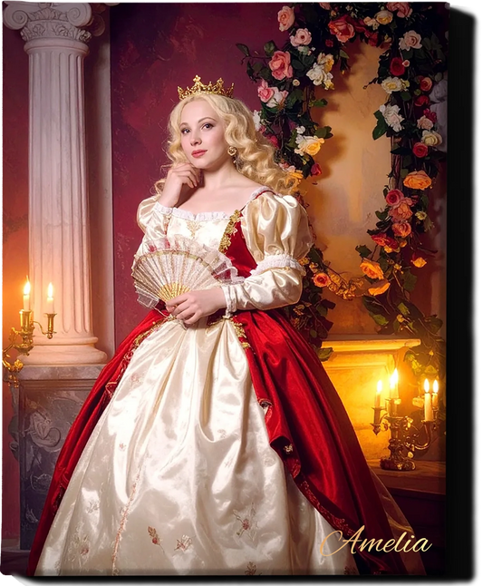 Custom Royal Human Portrait | Dashing Princess | Personalized Wall Art Gift for her