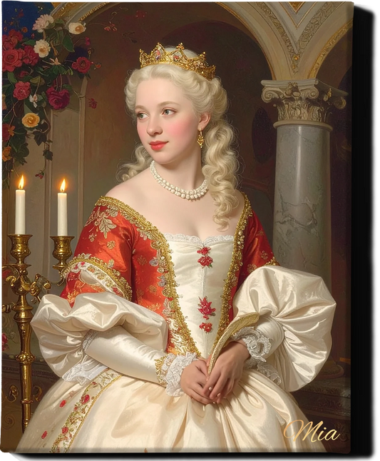 Custom Royal Human Portrait | Elegant Noblewoman 4 | Personalized Wall Art Gift for her