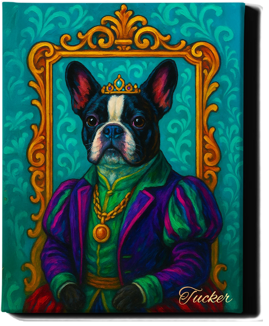 Custom Royal Pet Portrait | General Biscuit | Personalized Wall Art for Pet Lovers
