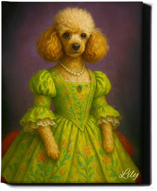 Custom Royal Pet Portrait | Green Queen | Personalized Wall Art for Pet Lovers