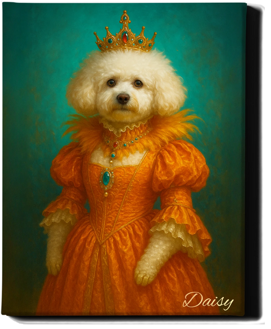 Custom Royal Pet Portrait | Her Highness Coco | Personalized Wall Art for Pet Lovers