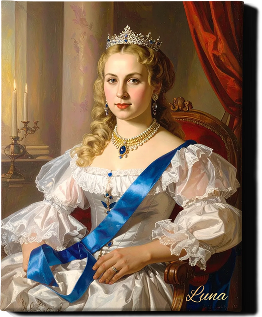 Custom Royal Human Portrait | Imperial Duchess in Silver 2 | Personalized Wall Art Gift for her