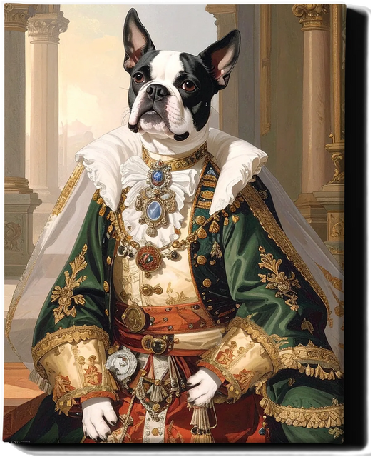 Custom Royal Pet Portrait | Imperial Pup Lord | Personalized Wall Art for Pet Lovers