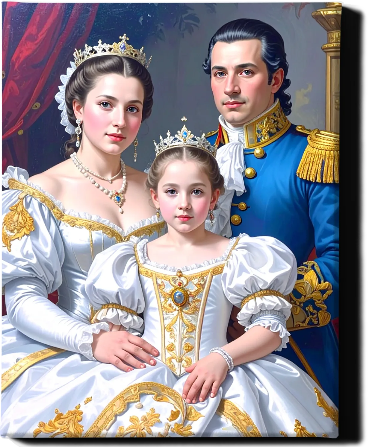 Custom Royal Family Portrait | Imperial White Grace | Personalized Wall Art Gift
