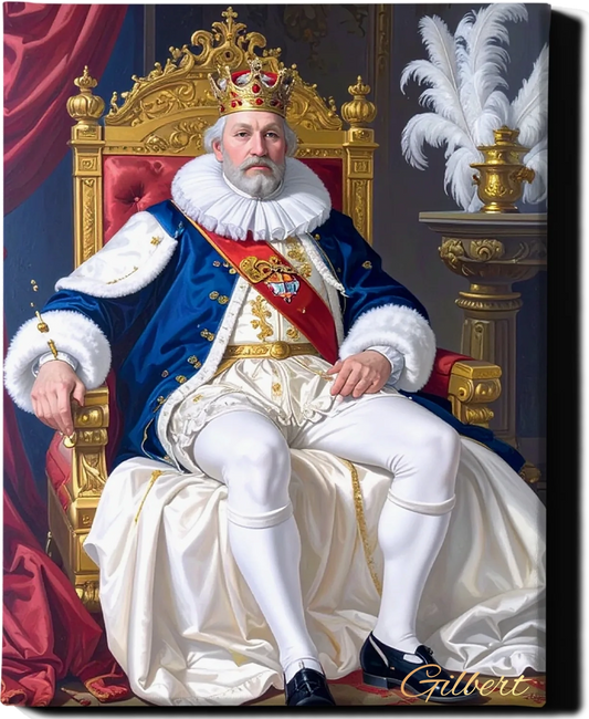 Custom Royal Human Portrait | King Alaric III | Personalized Wall Art Gift for him