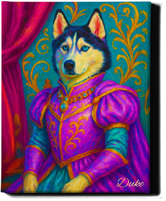 Custom Royal Pet Portrait | King Flufferton | Personalized Wall Art for Pet Lovers