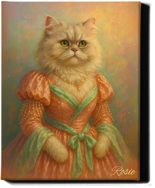 Custom Royal Pet Portrait | Lady Velvetpaws | Personalized Wall Art for Pet Lovers