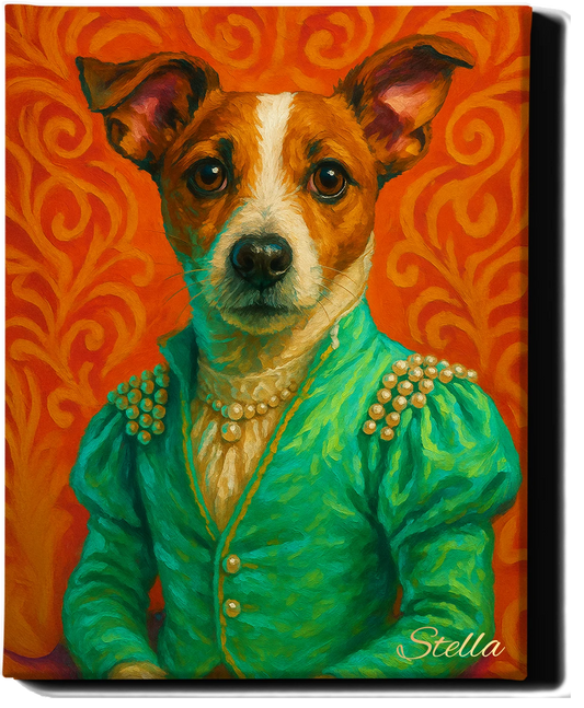 Custom Royal Pet Portrait | Lady Whiskerella | Personalized Wall Art for Pet Lovers