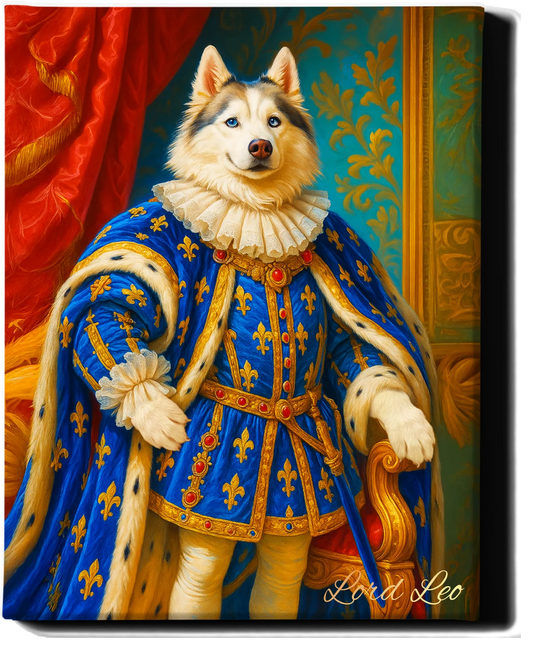 Custom Royal Pet Portrait | Lord Leo | Personalized Wall Art for Pet Lovers