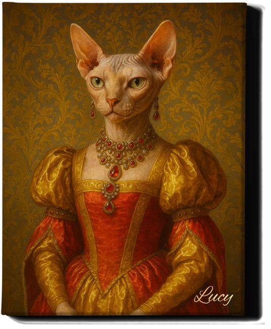 Custom Royal Pet Portrait | Marquise Muffin | Personalized Wall Art for Pet Lovers