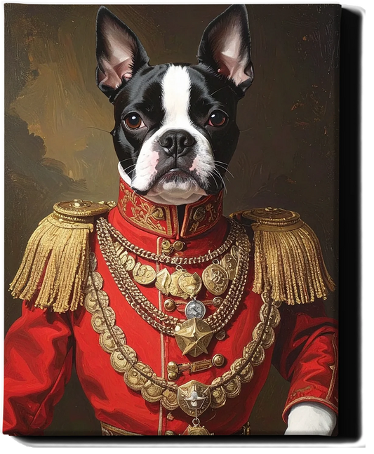 Custom Royal Pet Portrait | Medal Guard Hound | Personalized Wall Art for Pet Lovers