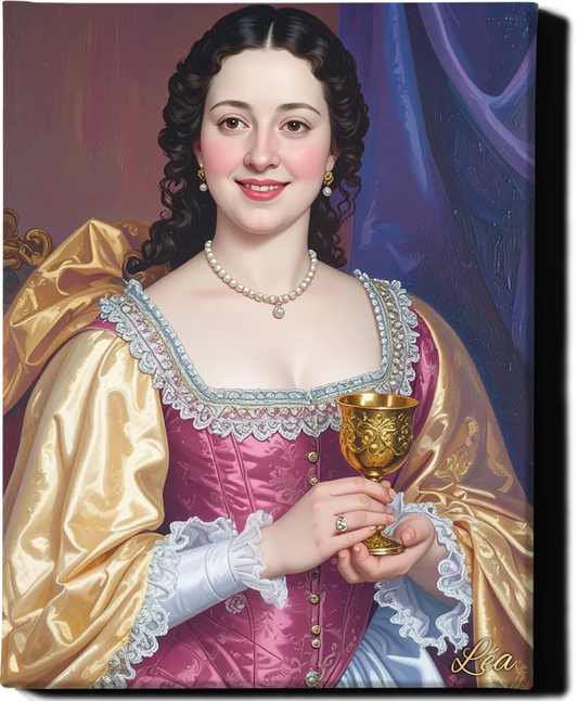 Custom Royal Human Portrait | Noble Lady with Goblet | Personalized Wall Art Gift for her