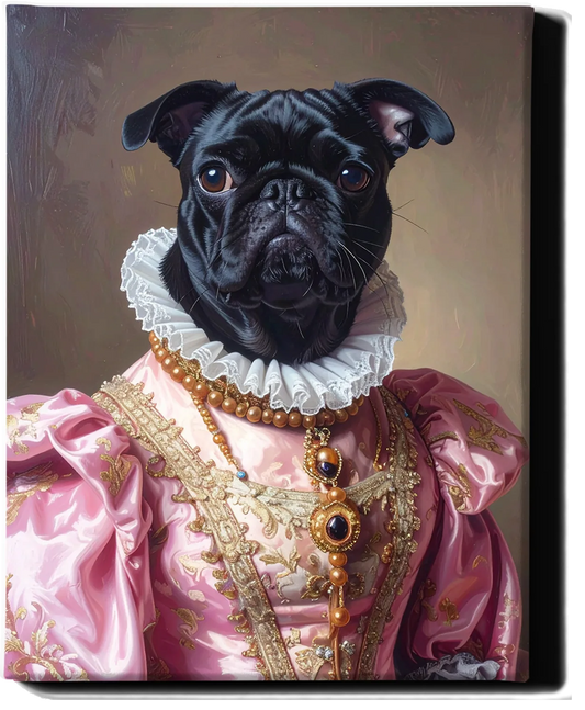 Custom Royal Pet Portrait | Pink Paw Queen 3 | Personalized Wall Art for Pet Lovers