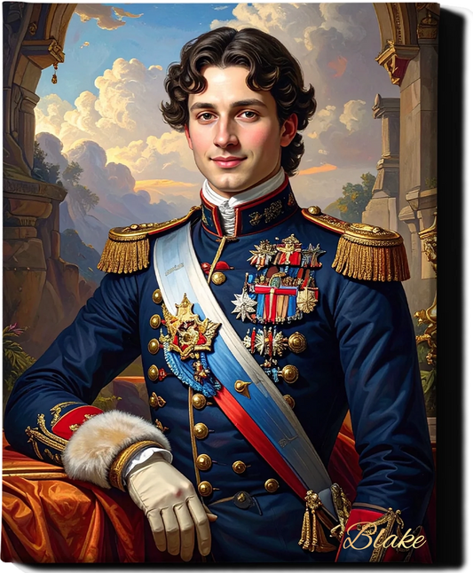 Custom Royal Human Portrait | Prince Lucien | Personalized Wall Art Gift for him