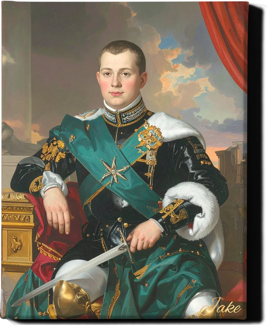 Custom Royal Human Portrait | Prince Valen | Personalized Wall Art Gift for him