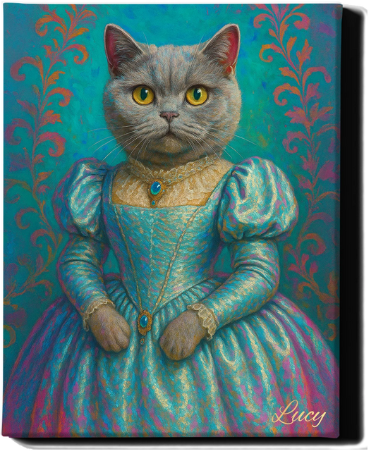 Custom Royal Pet Portrait | Princess Bloom | Personalized Wall Art for Pet Lovers