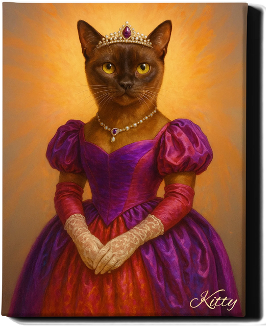 Custom Royal Pet Portrait | Queen Pawsalina | Personalized Wall Art for Pet Lovers