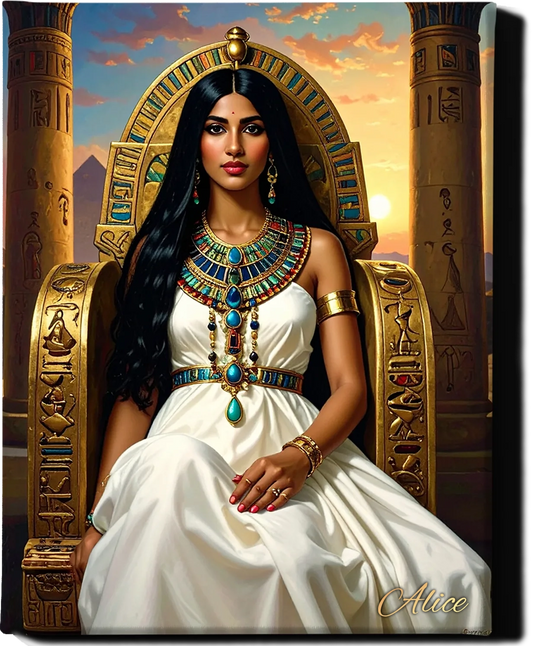 Custom Royal Human Portrait | Queen of Ancient Egypt | Personalized Wall Art Gift for her