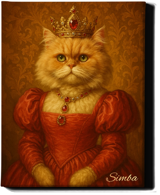 Custom Royal Pet Portrait | Queen of Pawshire | Personalized Wall Art for Pet Lovers