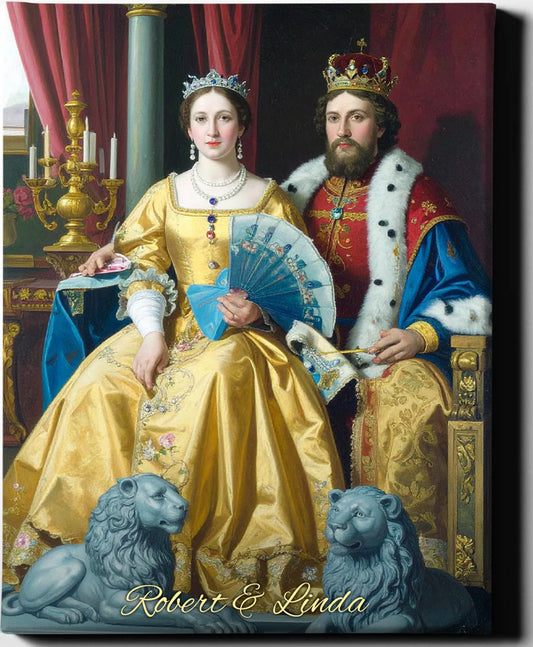 Custom Royal Couple Portrait | Regal Coronation Portrait 2 | Personalized Wall Art Gift
