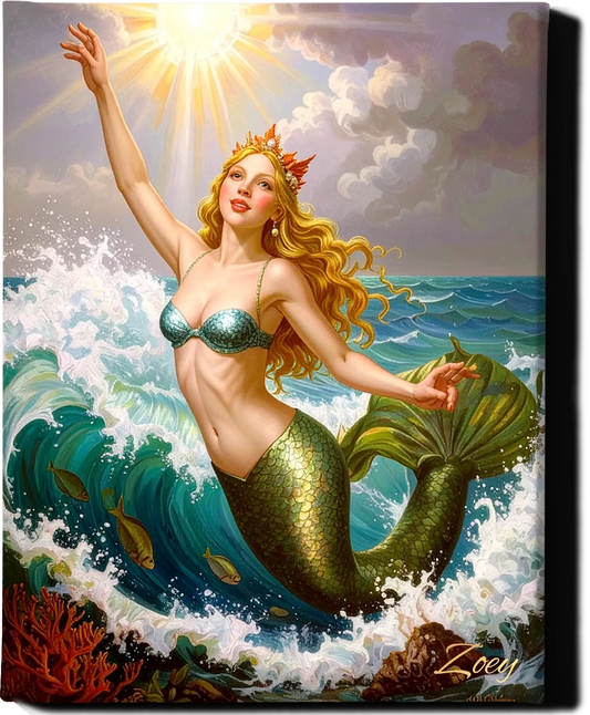 Custom Royal Human Portrait | Regal Mermaid Queen Portrait | Personalized Wall Art Gift for her