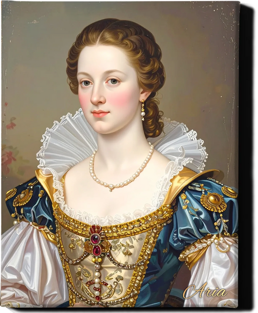 Custom Royal Human Portrait | Renaissance Noblewoman | Personalized Wall Art Gift for her