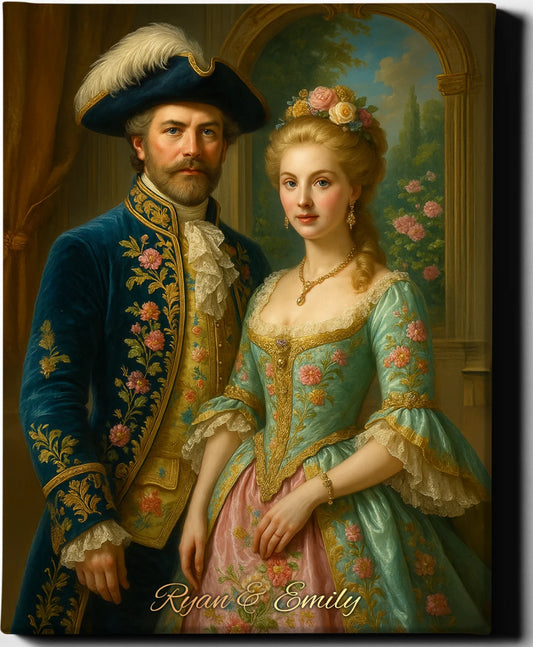Custom Royal Couple Portrait | Rocco couple | Personalized Wall Art Gift