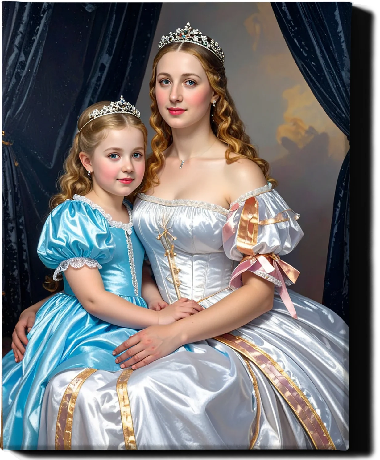 Custom Royal Family Portrait | Royal Blue Heirs | Personalized Wall Art Gift