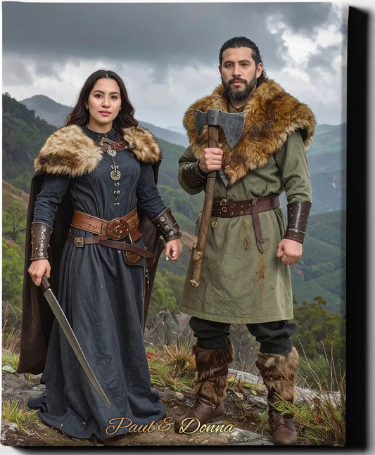 Custom Royal Couple Portrait | Rugged Highland Couple | Personalized Wall Art Gift