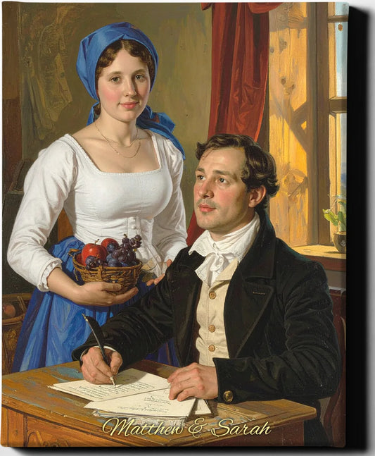 Custom Royal Couple Portrait | Rustic Romance | Personalized Wall Art Gift