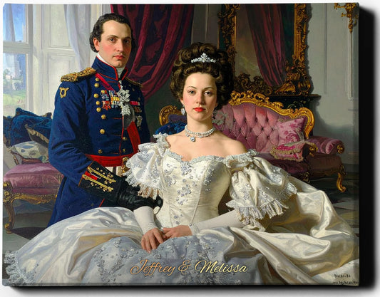Custom Royal Couple Portrait | Salon Grandeur | Personalized Wall Art Gift