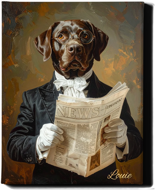 Custom Royal Pet Portrait | Sir Scholarly Pup | Personalized Wall Art for Pet Lovers
