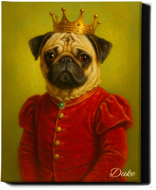 Custom Royal Pet Portrait | Sir Waggington | Personalized Wall Art for Pet Lovers
