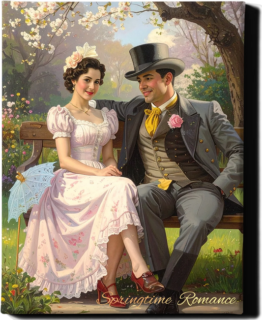 Custom Royal Couple Portrait | Springtime Romance | Personalized Wall Art Gift
