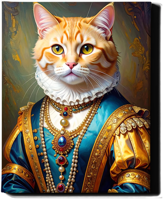 Custom Royal Pet Portrait | Teal Gem Majesty | Personalized Wall Art for Pet Lovers