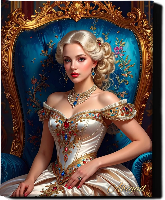 Custom Royal Human Portrait | Throne Room Sovereign 2 | Personalized Wall Art Gift for her