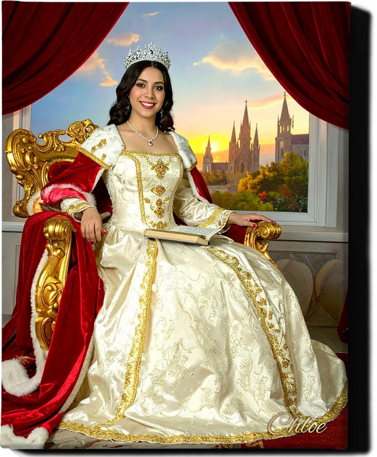 Custom Royal Human Portrait | Throne Room Sovereign 4 | Personalized Wall Art Gift for her