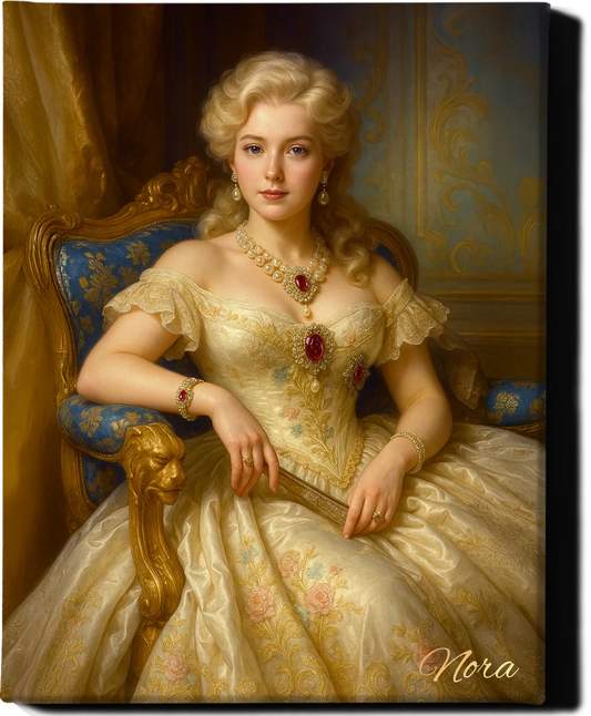 Custom Royal Human Portrait | Throne Room Sovereign 5 | Personalized Wall Art Gift for her