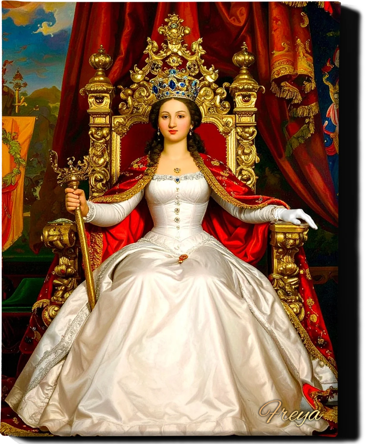 Custom Royal Human Portrait | Throne Room Sovereign | PPersonalized Wall Art Gift for her