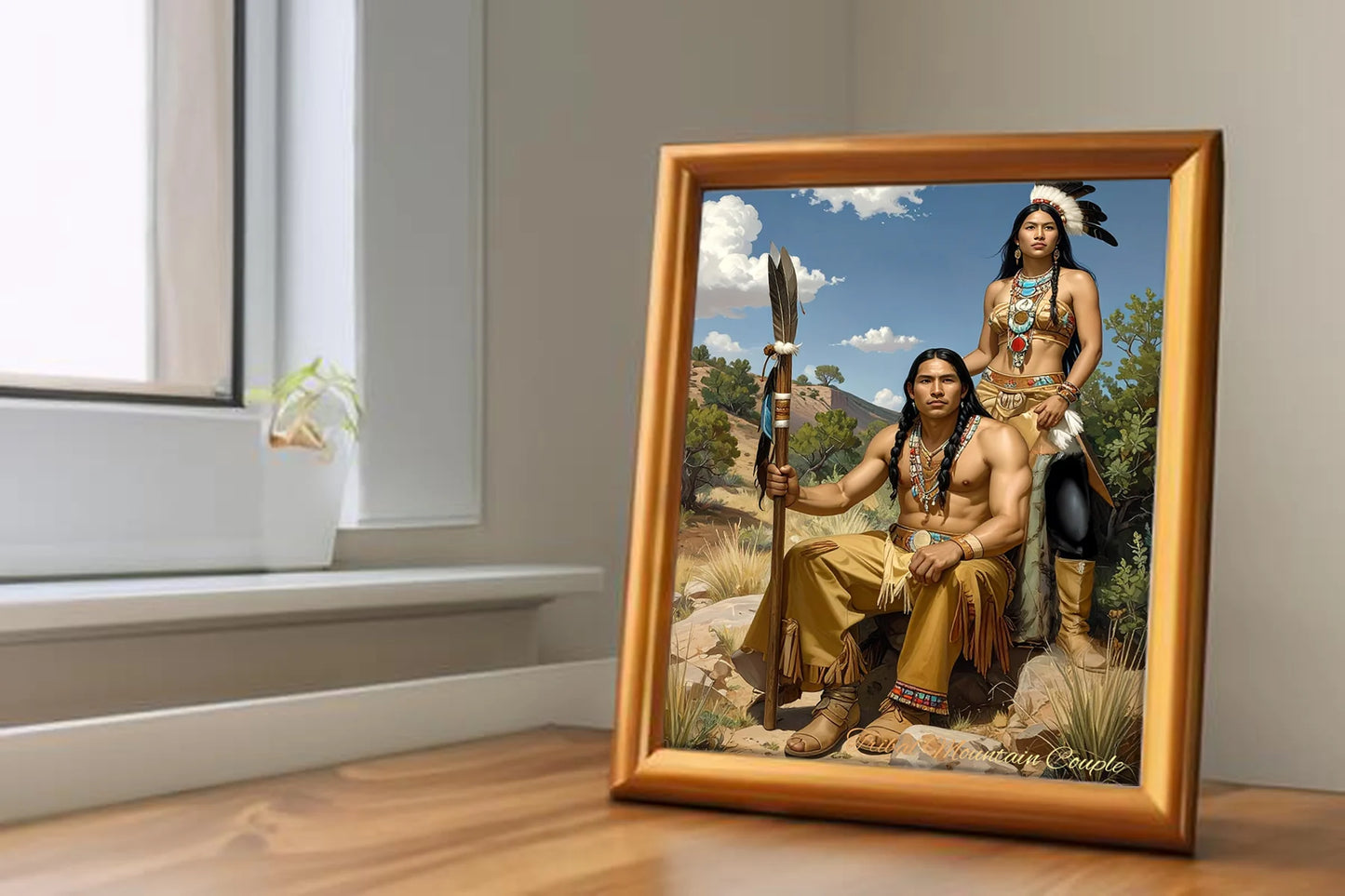 Custom Royal Couple Portrait | Tribal Mountain Couple | Personalized Wall Art Gift